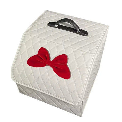 Car Trunk Organizer Large Capacity Foldable PU Leather Storage Box