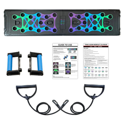 Foldable Push-Up Board With Counter And Resistance Bands For Strength Training