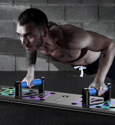 Foldable Push-Up Board With Counter And Resistance Bands For Strength Training