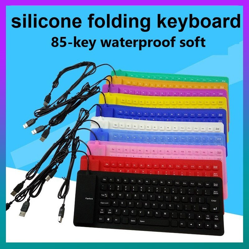 Foldable Silicone Keyboard Portable For PC Tablet Laptop Use