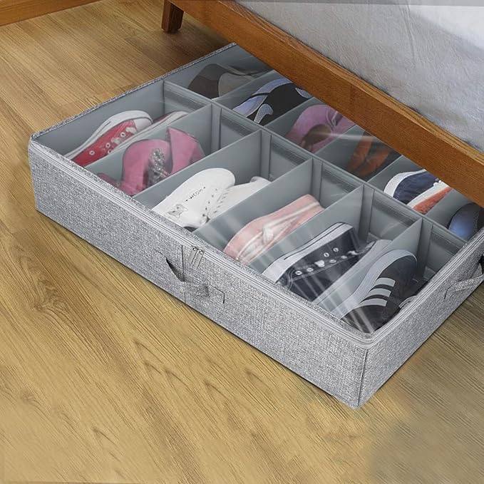Underbed Storage Bag Large Capacity Foldable Organizer With Compartments