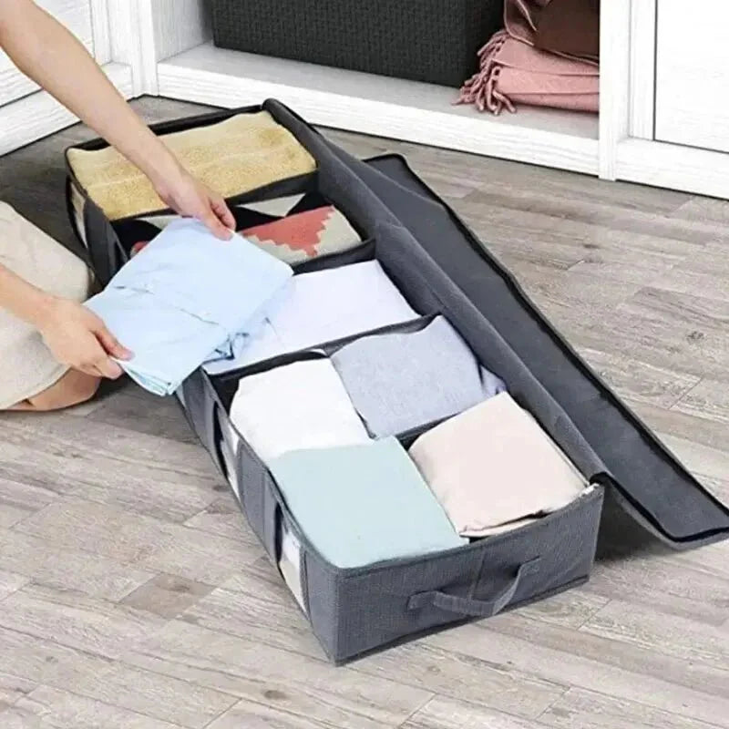 Underbed Storage Bag Large Capacity Foldable Organizer With Compartments