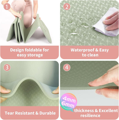 Foldable Yoga Mat Thick Travel Mat For Pilates Meditation Workouts