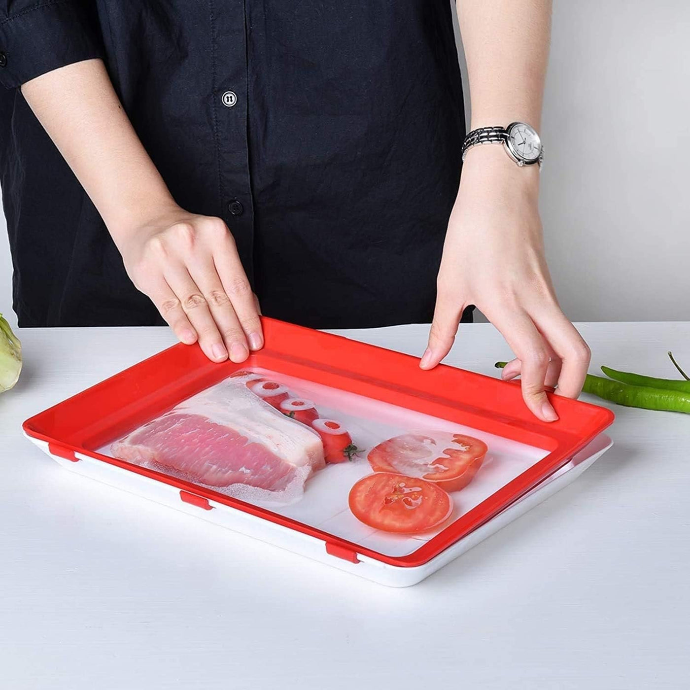 Food Preservation Tray Stackable Reusable Container With Plastic Lid