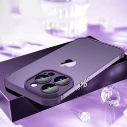 Frameless Bumper Phone Case With Glass Lens Protector Shockproof Cover
