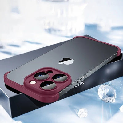 Frameless Bumper Phone Case With Glass Lens Protector Shockproof Cover