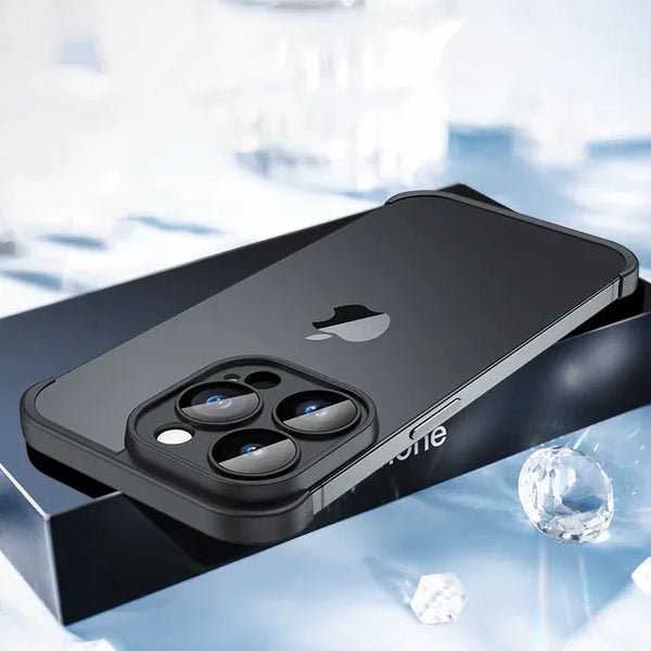 Frameless Bumper Phone Case With Glass Lens Protector Shockproof Cover