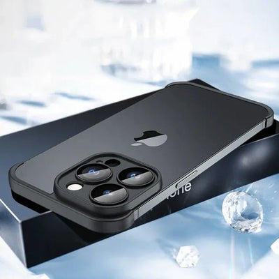 Frameless Bumper Phone Case With Glass Lens Protector Shockproof Cover