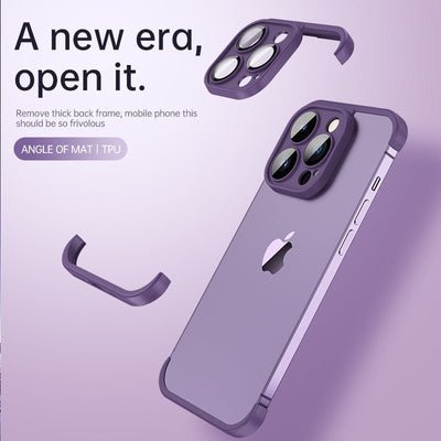 Frameless Bumper Phone Case With Glass Lens Protector Shockproof Cover