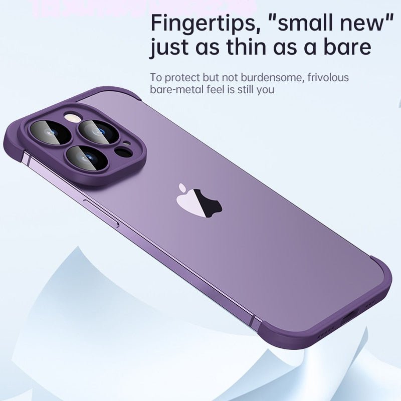 Frameless Bumper Phone Case With Glass Lens Protector Shockproof Cover