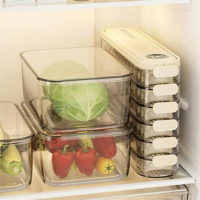 Fridge Storage Boxes With Lids Stackable Transparent Food Organizer