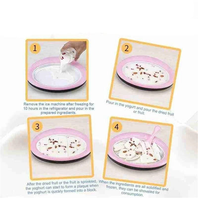 Fried Ice Cream Maker Pan Cat Shape Yogurt Plate With 2 Spatulas