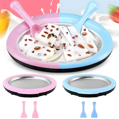 Fried Ice Cream Maker Pan Cat Shape Yogurt Plate With 2 Spatulas