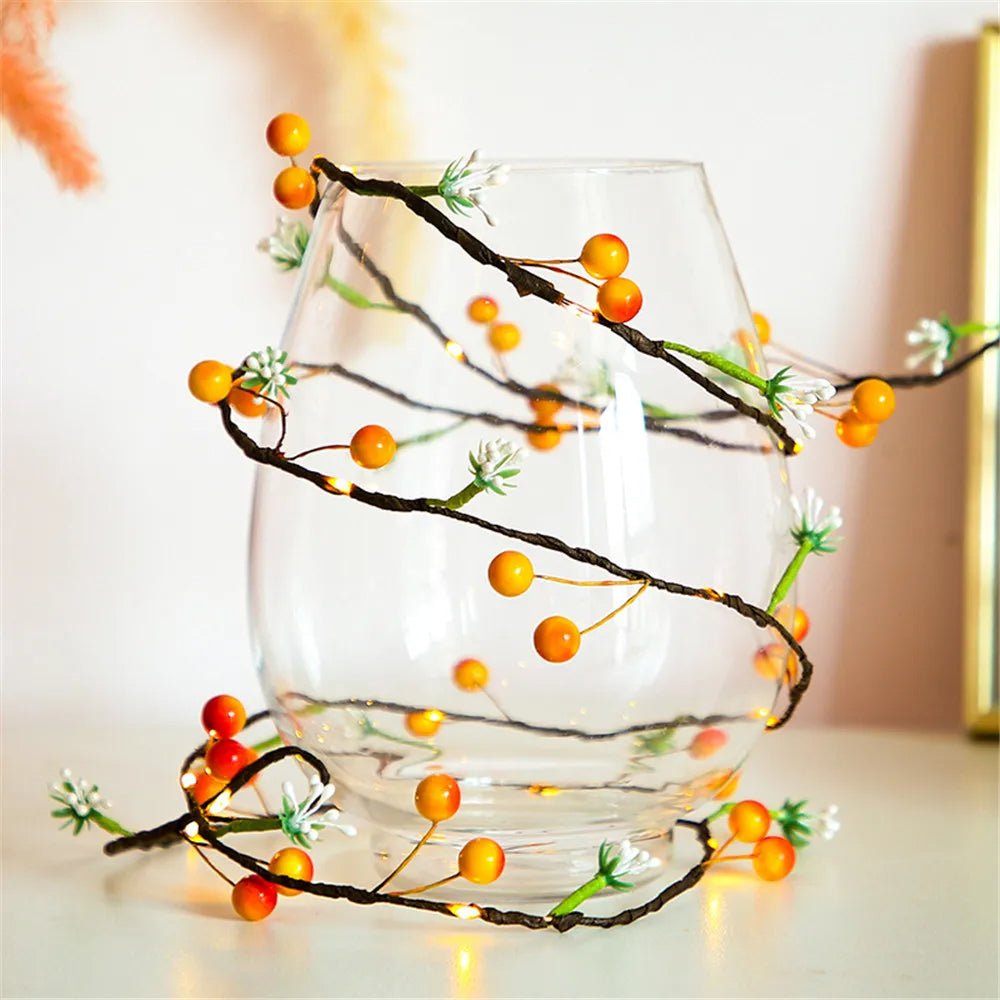 Fruit And Flower String Lights Battery-Powered Copper Wire Garland Decor