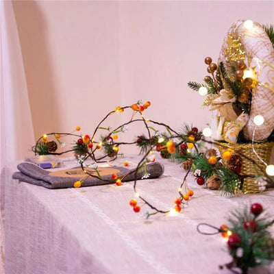 Fruit And Flower String Lights Battery-Powered Copper Wire Garland Decor