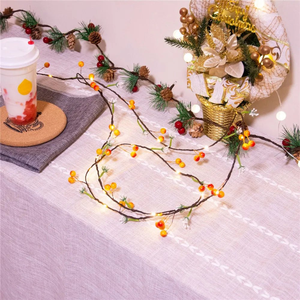 Fruit And Flower String Lights Battery-Powered Copper Wire Garland Decor