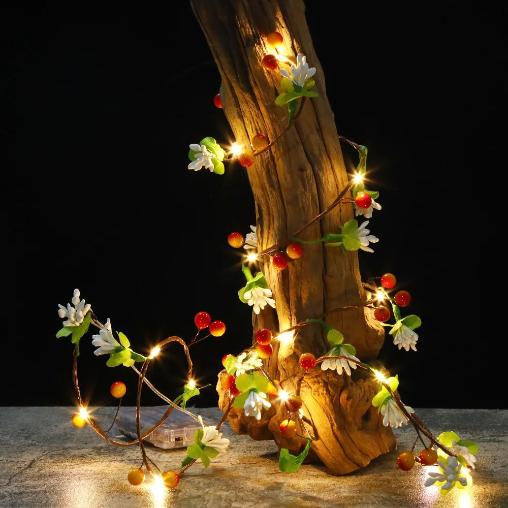 Fruit And Flower String Lights Battery-Powered Copper Wire Garland Decor