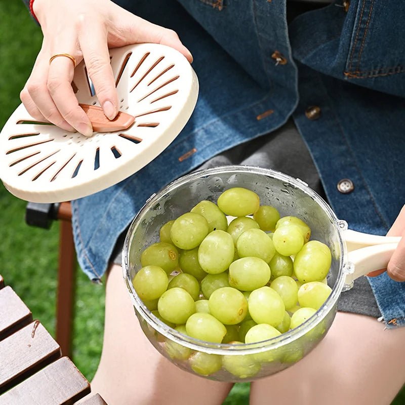 Foldable Fruit Drain Basket With Lid For Easy Vegetable Washing And Storage