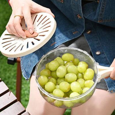 Foldable Fruit Drain Basket With Lid For Easy Vegetable Washing And Storage