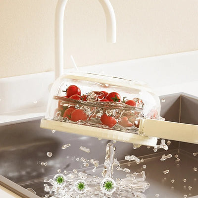 Foldable Fruit Drain Basket With Lid For Easy Vegetable Washing And Storage
