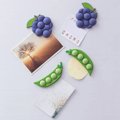 3D Fruit Fridge Magnets Acrylic Grape And Pea Suction Stickers