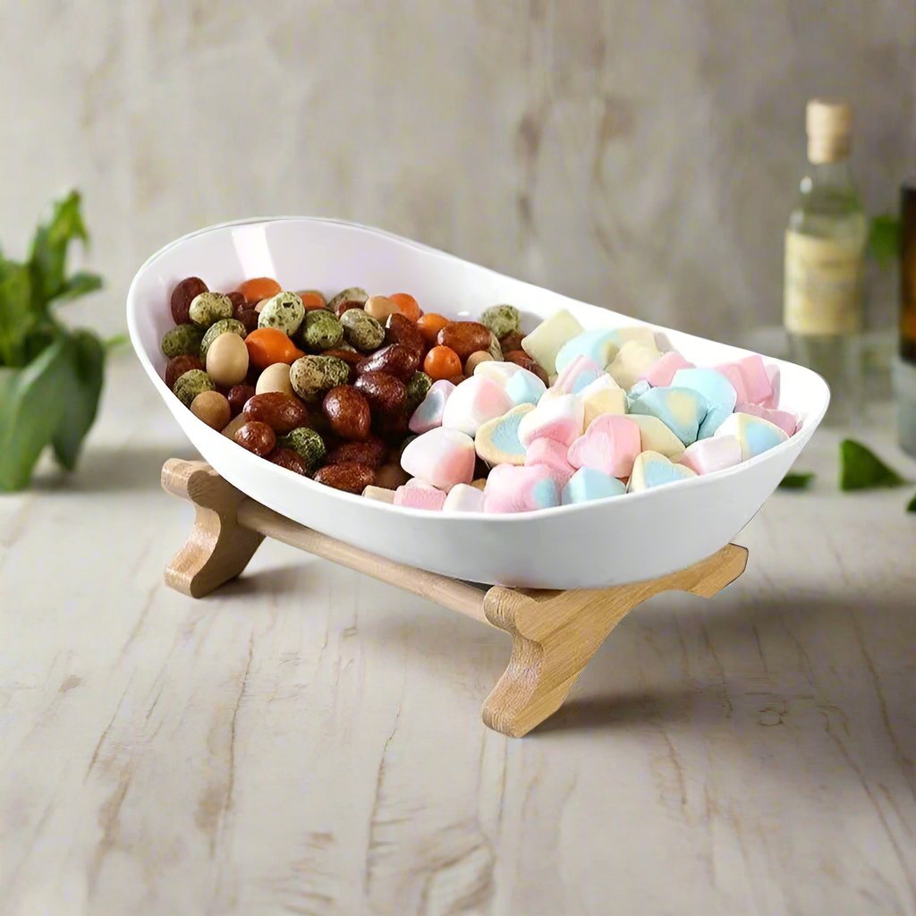 Fruit & Snack Layer Serving Tray Wooden Holder For Candy And Treats