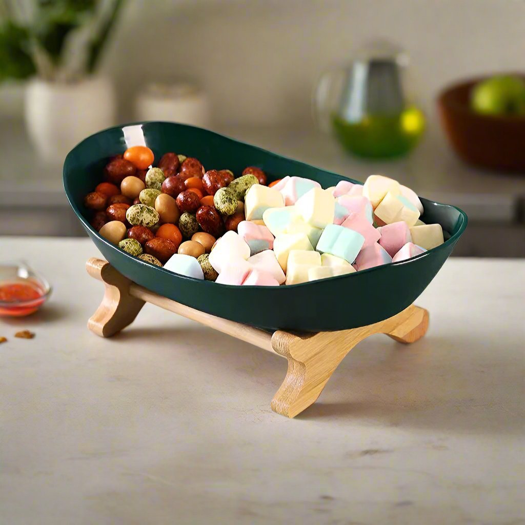 Fruit & Snack Layer Serving Tray Wooden Holder For Candy And Treats