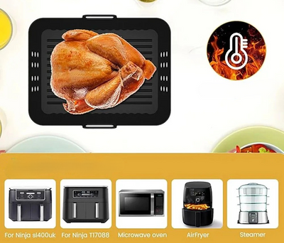 Reusable Silicone Air Fryer Liners 2-Pack Non Stick Baking Tray For Ninja XL