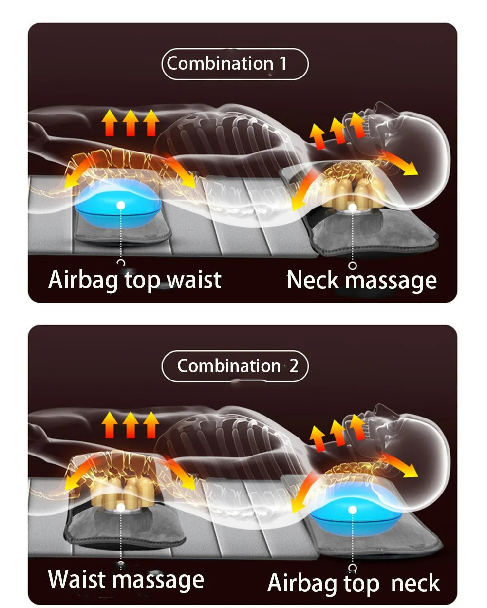 Full Body Shiatsu Massage Mat With Adjustable Heating Electric Mattress Pad