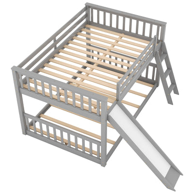 Full Over Full Bunk Bed With Slide Ladder And Convertible Slide