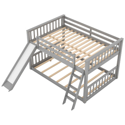 Full Over Full Bunk Bed With Slide Ladder And Convertible Slide