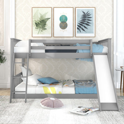 Full Over Full Bunk Bed With Slide Ladder And Convertible Slide