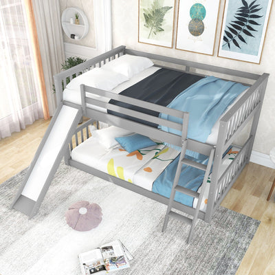 Full Over Full Bunk Bed With Slide Ladder And Convertible Slide