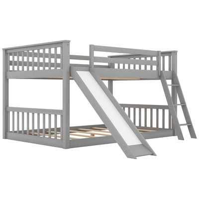 Full Over Full Bunk Bed With Slide Ladder And Convertible Slide