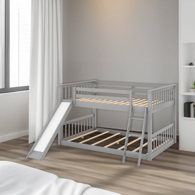 Full Over Full Bunk Bed With Slide Ladder And Convertible Slide
