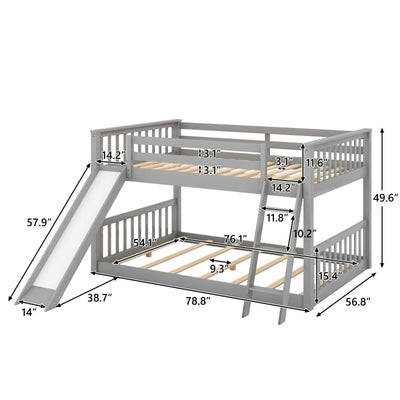 Full Over Full Bunk Bed With Slide Ladder And Convertible Slide