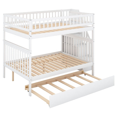 Full-Over-Full Bunk Bed With Trundle And Staircase Storage