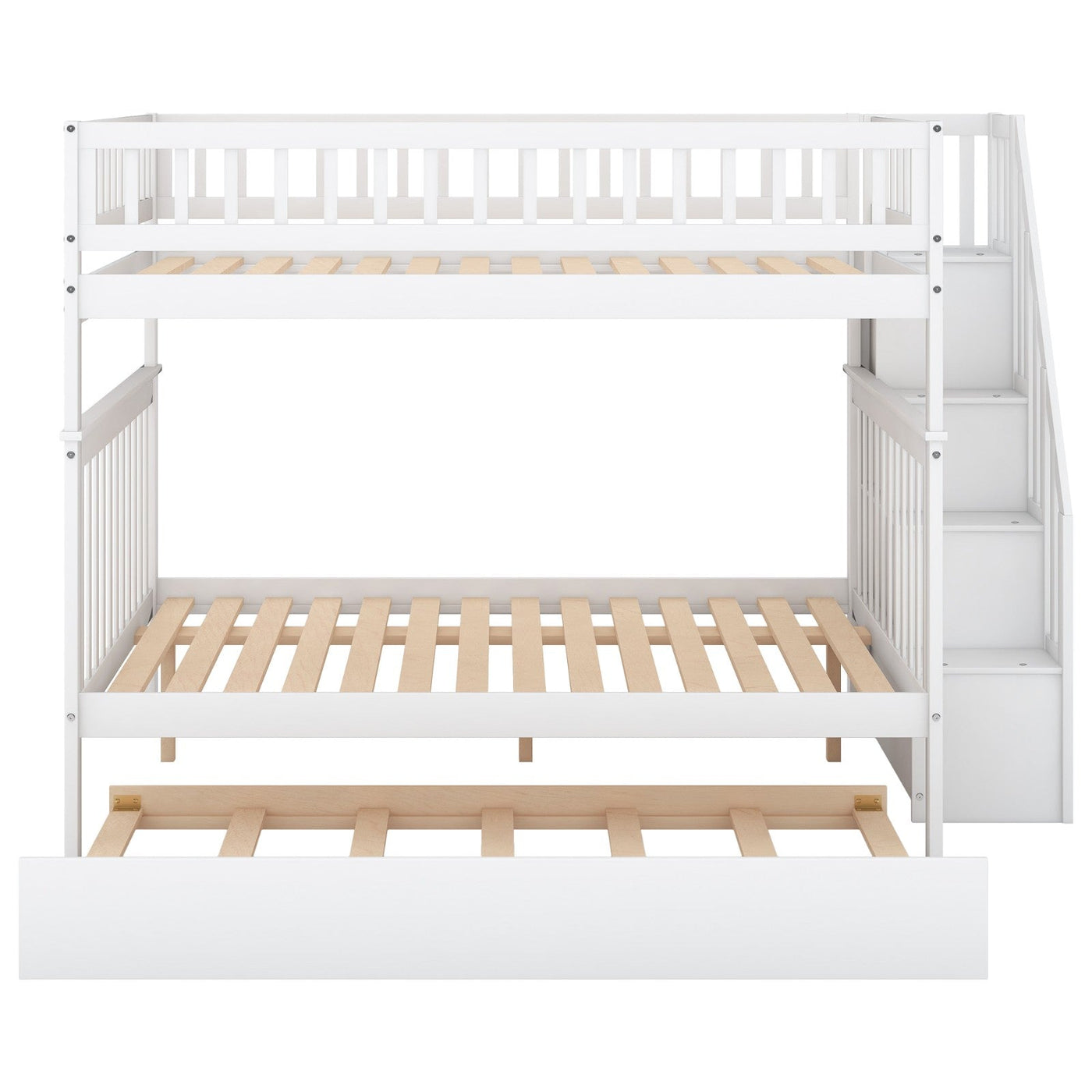 Full-Over-Full Bunk Bed With Trundle And Staircase Storage