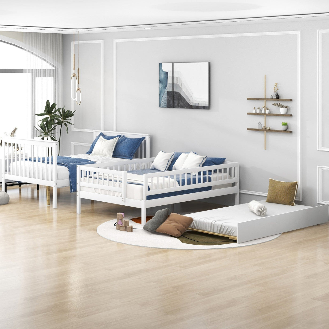 Full-Over-Full Bunk Bed With Trundle And Staircase Storage