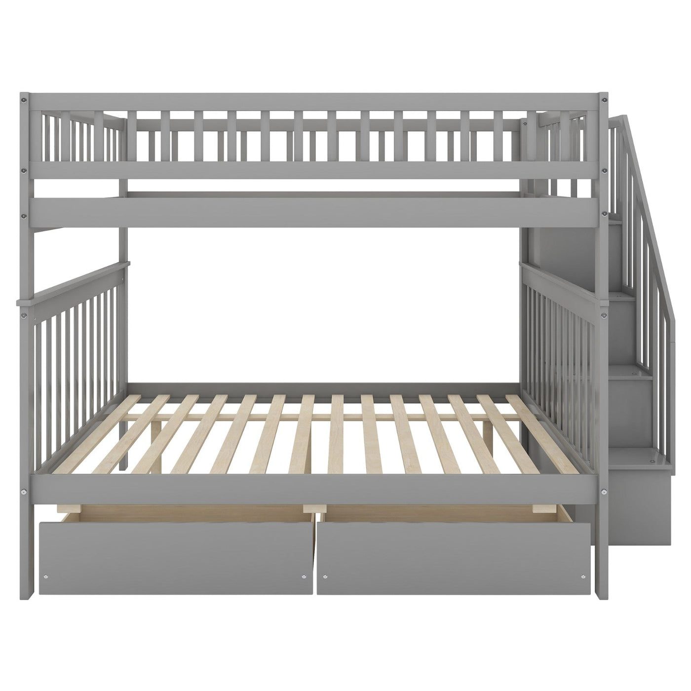 Full-over-Full Bunk Bed With Two Spacious Drawers And Storage