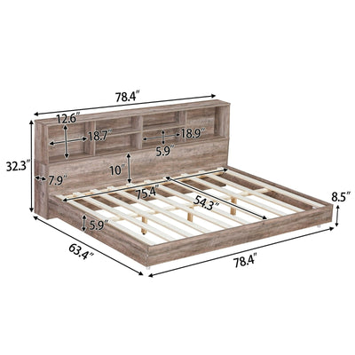 Full Size Daybed Frame With Built-In Bookcase Storage Shelves