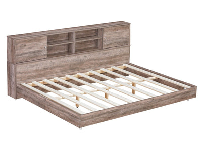 Full Size Daybed Frame With Built-In Bookcase Storage Shelves