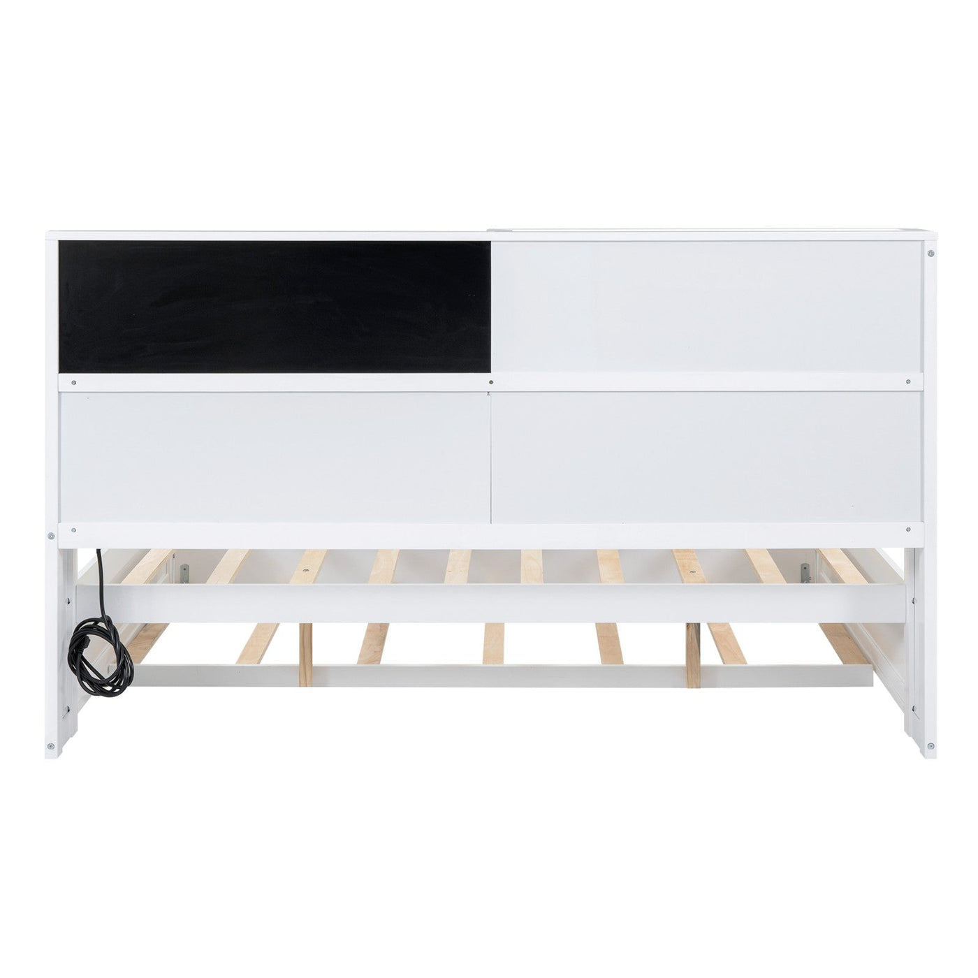 Full Size Daybed With Storage Shelves USB Ports Blackboard Cork Board