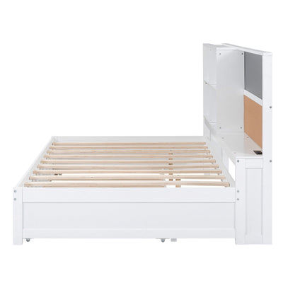 Full Size Daybed With Storage Shelves USB Ports Blackboard Cork Board