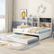 Full Size Daybed With Storage Shelves USB Ports Blackboard Cork Board