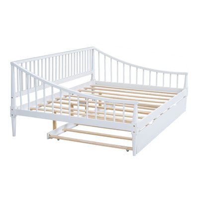 Full Size Daybed With Trundle And Support Legs For Extra Comfort