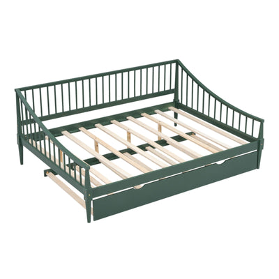 Full Size Daybed With Trundle And Support Legs For Extra Comfort