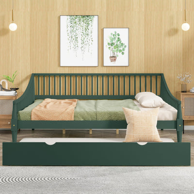 Full Size Daybed With Trundle And Support Legs For Extra Comfort