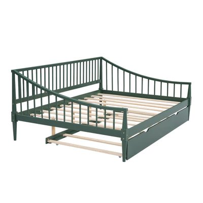 Full Size Daybed With Trundle And Support Legs For Extra Comfort