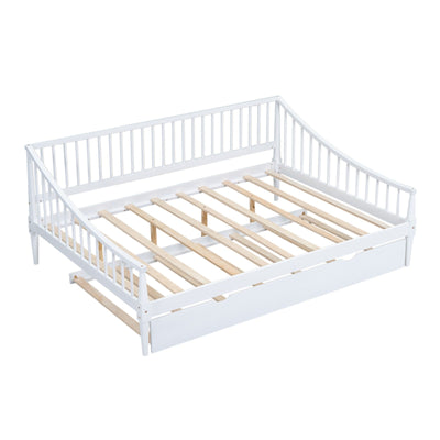 Full Size Daybed With Trundle And Support Legs For Extra Comfort